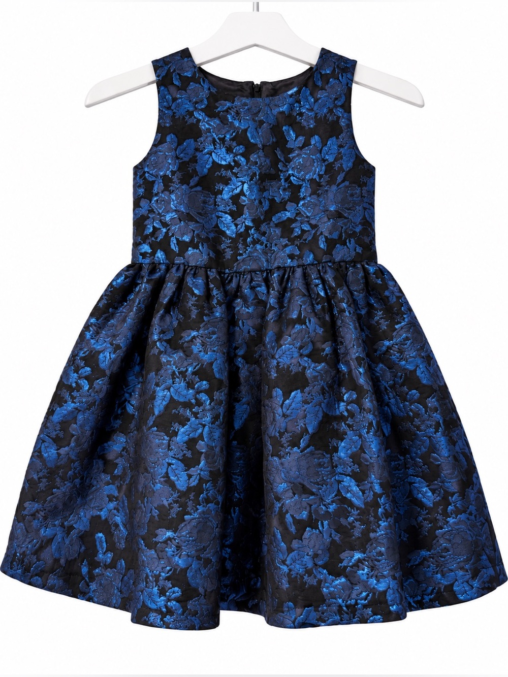 Girls The Children’s Place Navy Blue & Black Floral Brocade Dress Size 6